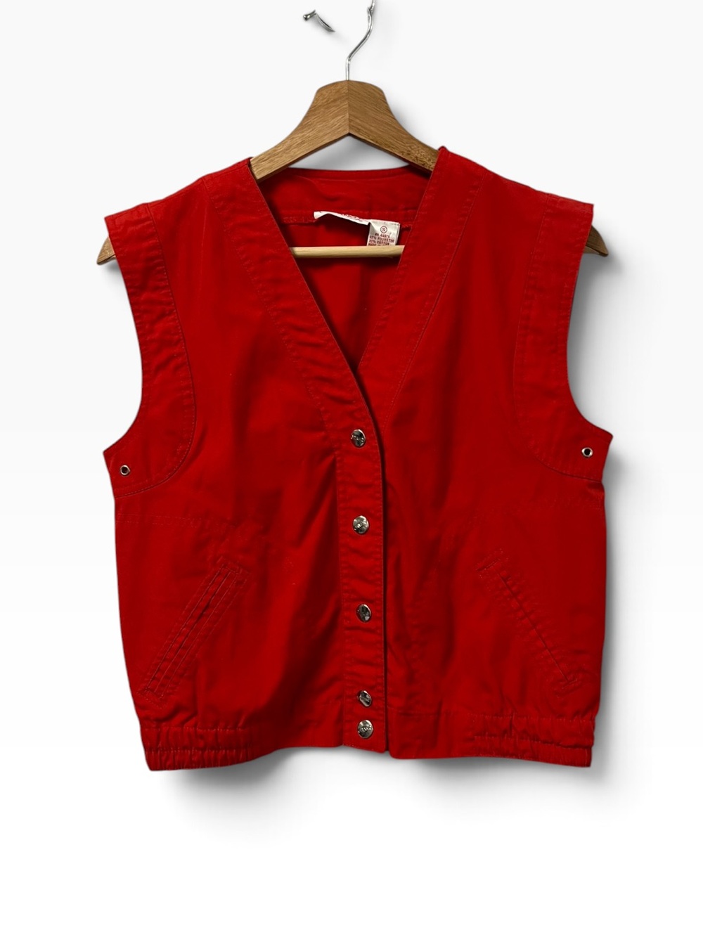 Vintage 80s Gitano Red Vest Women’s S Snap Front Logo Retro Preppy Cotton Blend
